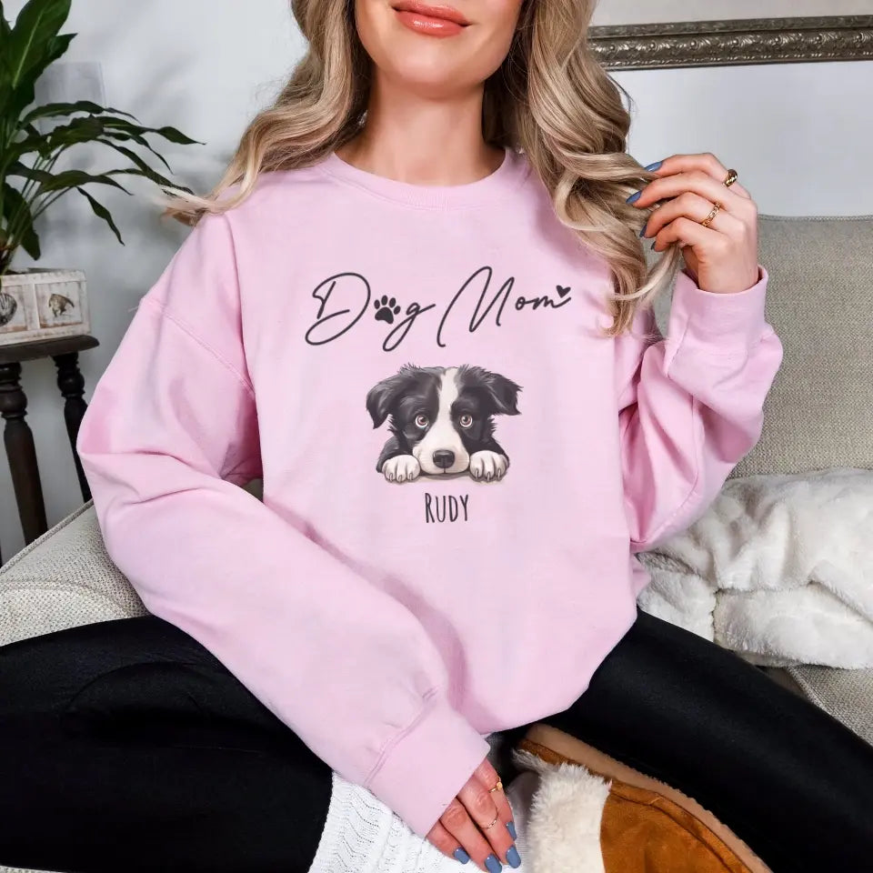 Dog Mom Sweatshirt with Pet Photos and Names