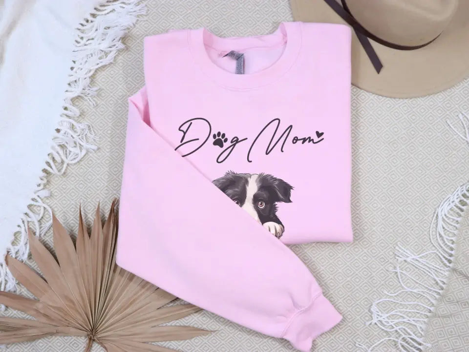 Dog Mom Sweatshirt with Pet Photos and Names