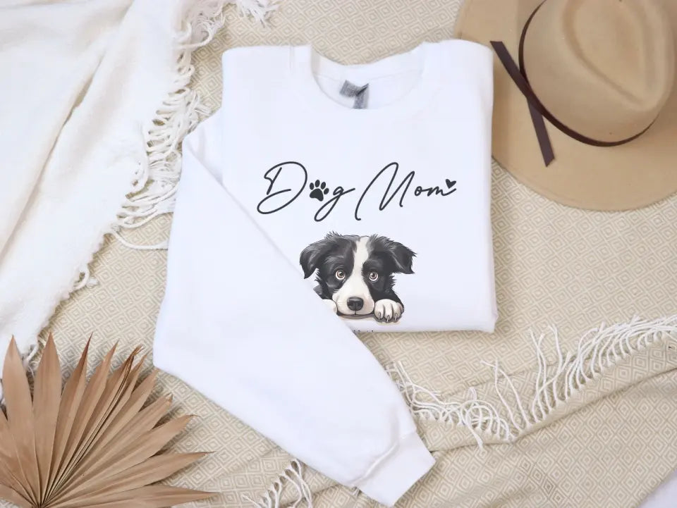 Dog Mom Sweatshirt with Pet Photos and Names