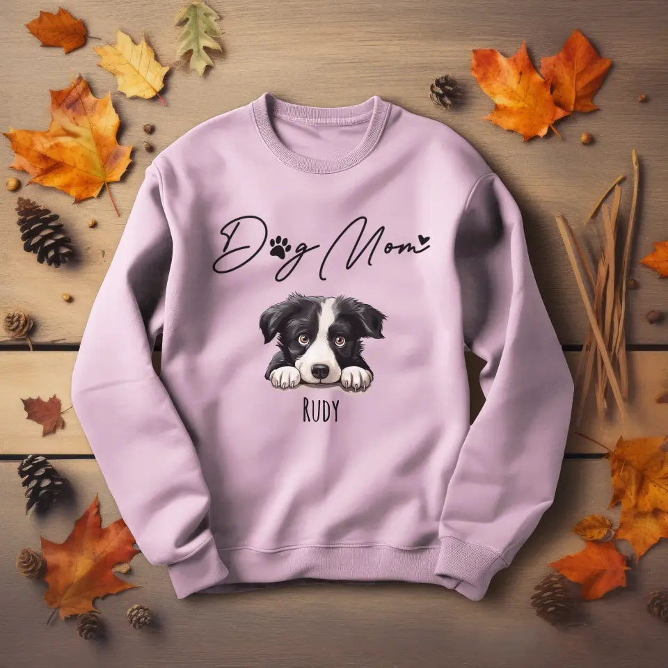 Dog Mom Sweatshirt with Pet Photos and Names