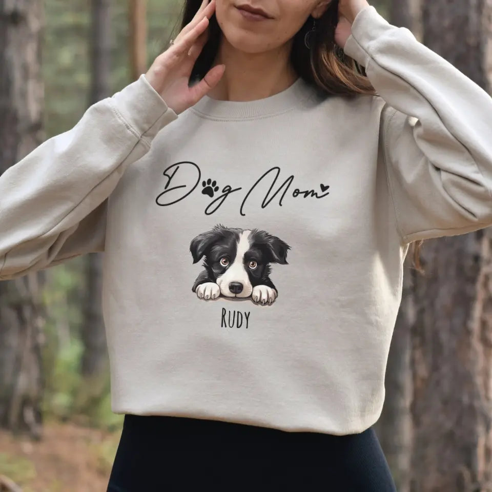 Dog Mom Sweatshirt with Pet Photos and Names