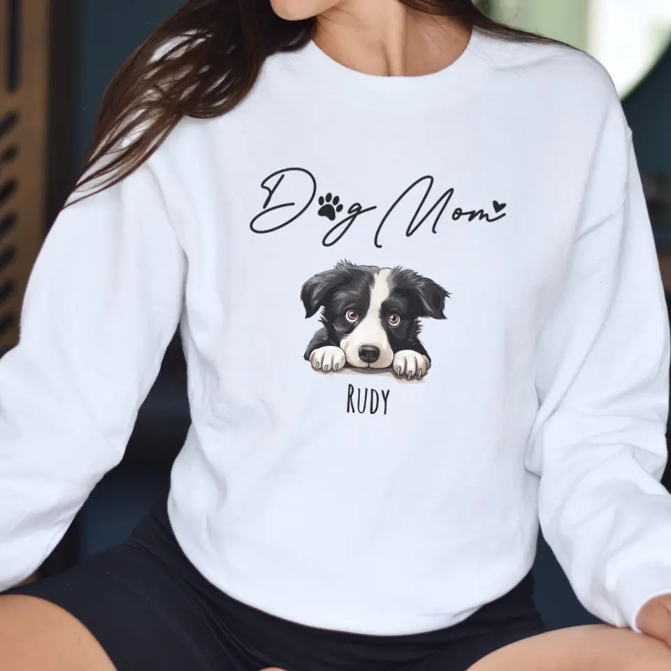 Dog Mom Sweatshirt with Pet Photos and Names