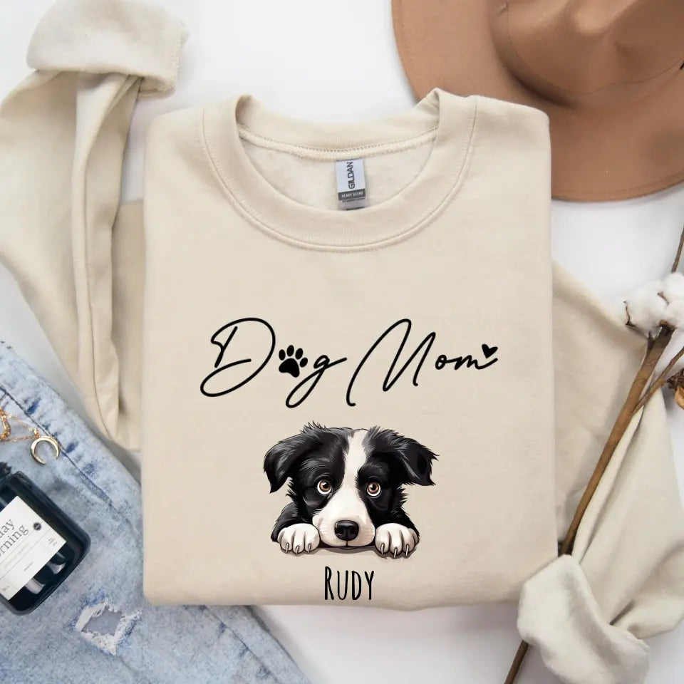 Dog Mom Sweatshirt with Pet Photos and Names