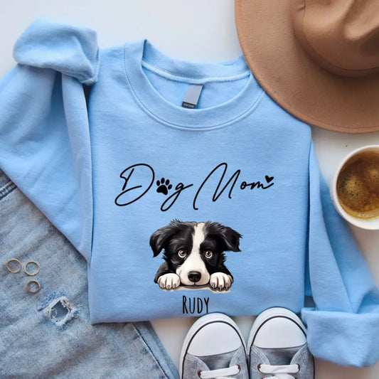 Dog Mom Sweatshirt with Pet Photos and Names
